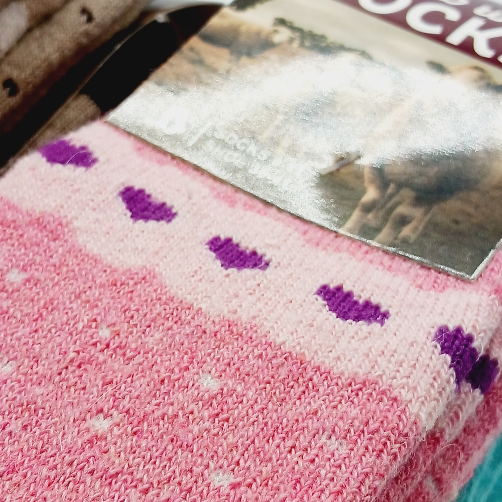 ⚫️ 12 Lamb Wool Crew 'Valentines Day Heart' Winter Boot Socks Size 9-11 … - Picture 2 of 13